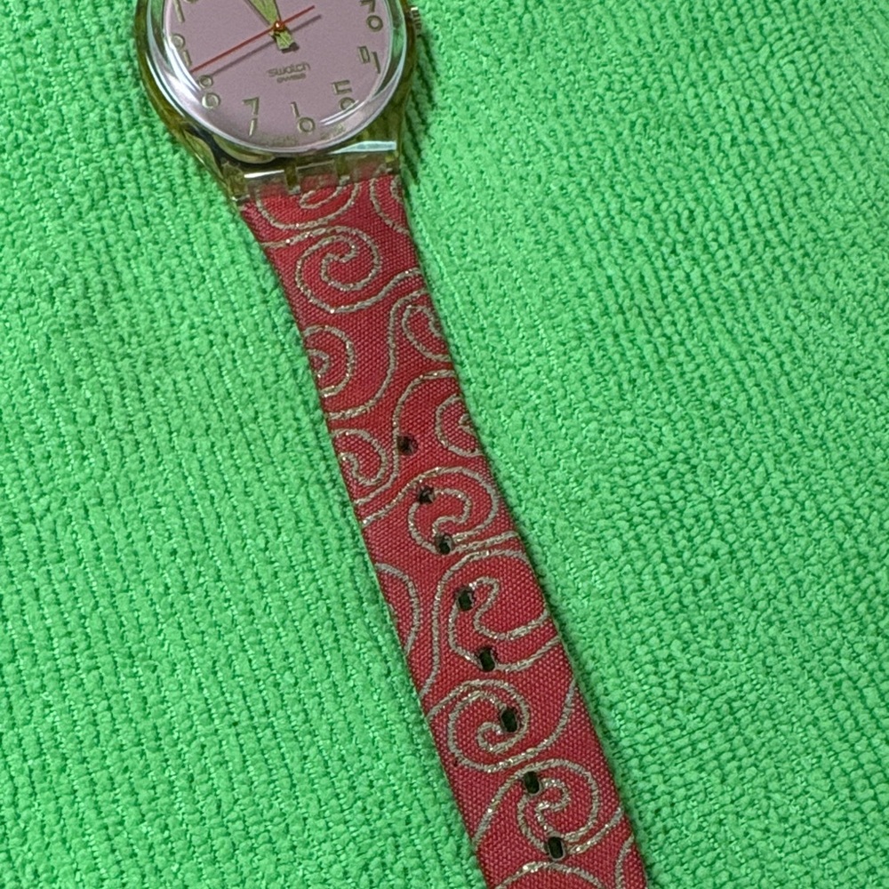 Coral pink Swirl Pattern Swatch Watch - Picture 6 of 12